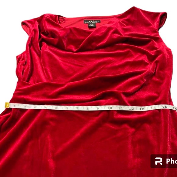 Midnight Velvet Burgundy Cowl Neckline Midi Holiday Event Velvet Dress -… - Picture 11 of 16